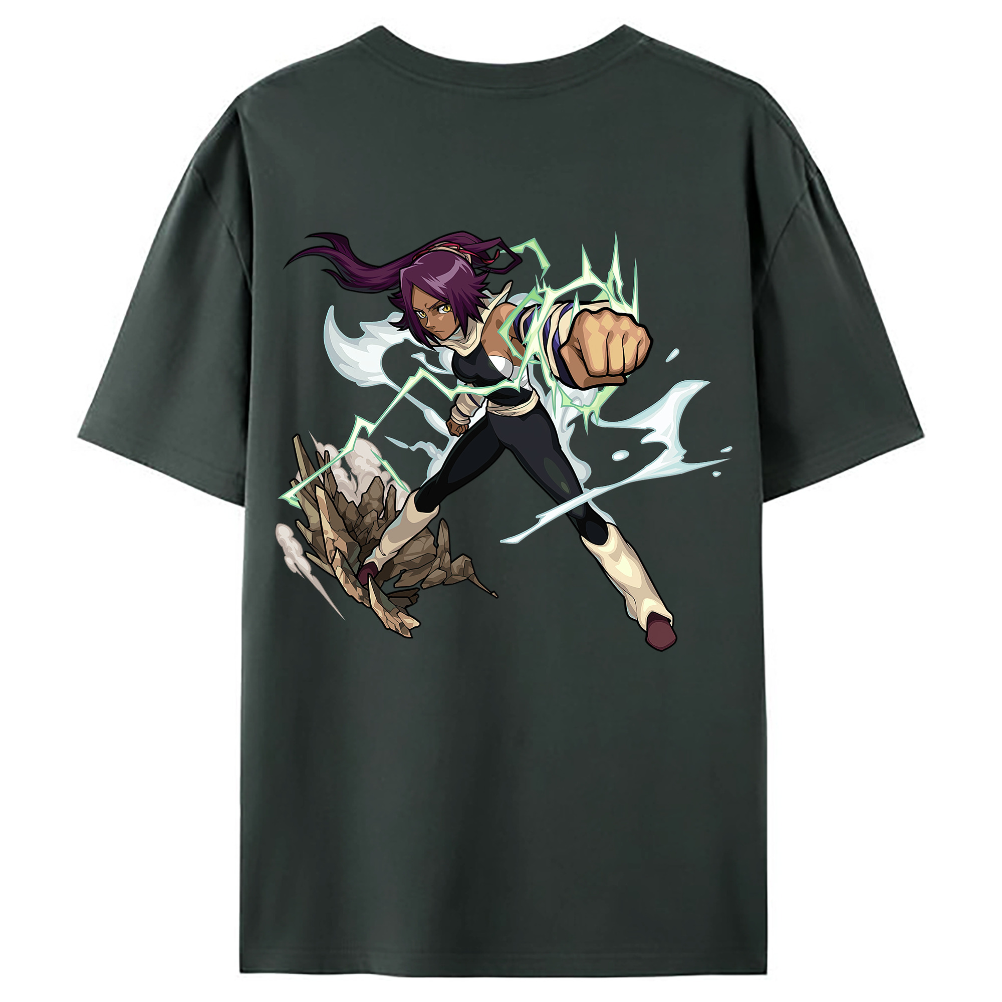 （画像用） ブリーチ 四楓院 夜一（しほういん よるいち） BLEACH Shihouin Yoruichi 綿100％ メンズ半袖Tシャツ（バックプリント） 通気性